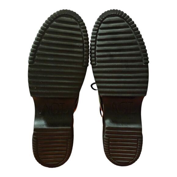 AGL Chunky Platform Black Leather Lace-up Boots Women’s - Size 40/10 - Picture 6 of 10